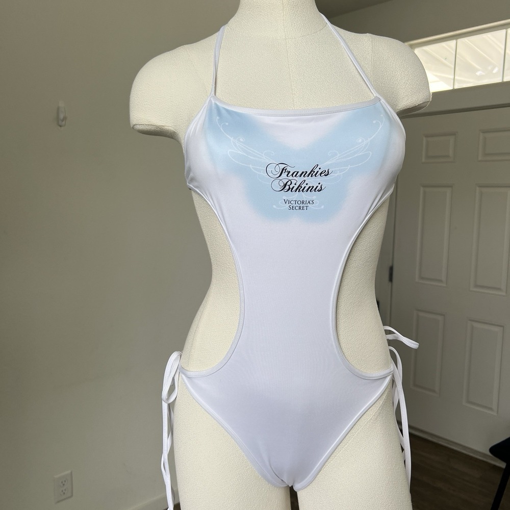Frankies Bikinis‎ x Victoria Secret Angel Monokini White Blue Small One Piece